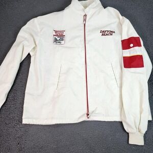 Vintage Daytona Beach Winston Cup Jacket Mens XL White NASCAR Auto Racing 70s